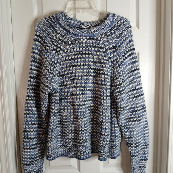 GAP Blue Marl Chunky Wool Blend Knit Sweater Sz MED - Picture 1 of 5